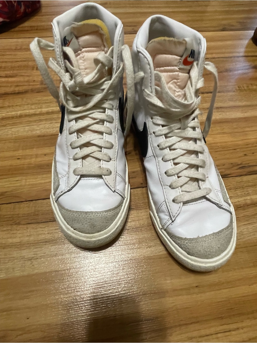 Nike Women's High-Top Sneakers in White, Gray, Black and Peach